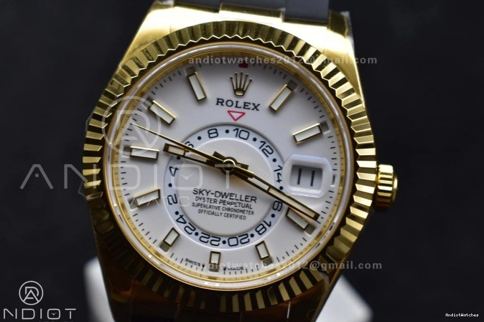 Sky-Dweller 336238 Best Weight) Dial 1:1 Edition Strap ZF Oysterflex A23J Functional on YG White 1100 (Gain 0329